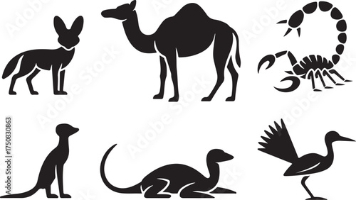 Desert animals collection silhouette pack for design