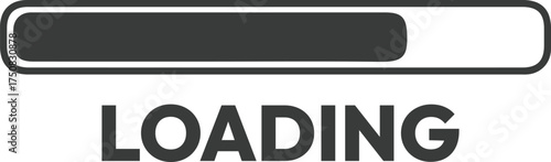 Dark gray loading bar with text on a white background progress bar waiting