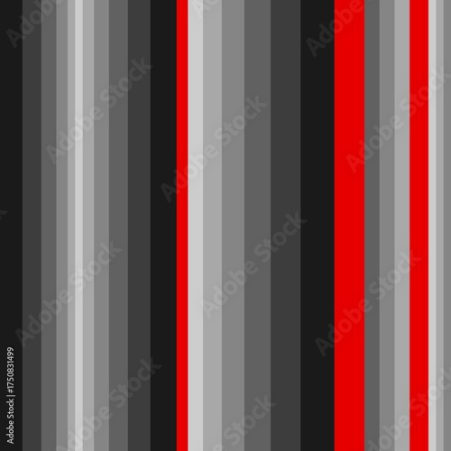 Bold Vertical Stripes Pattern with Contrasting Shades of Grey, Black, White, and Vibrant Red.