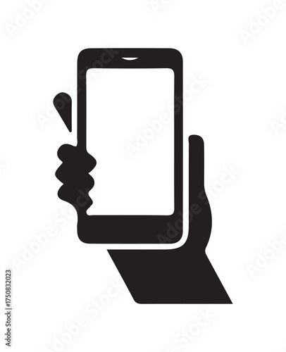 hand holding smartphone with blank screen