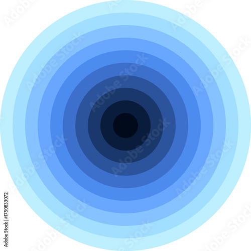 Expanding Shades of Blue Concentric Circles on Black, Evoking Depth and Motion