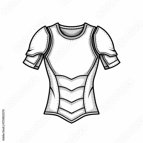 Armored sportswear design in black and white outline style  