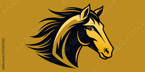 Professional Vector Horse Head Illustration: Bold and Monochromatic Style. Ideal for sports logos, product labels, High resolution vector ready to print and resize.