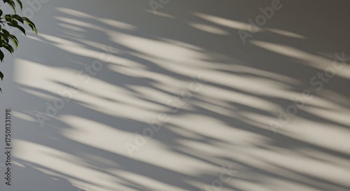 Organic Shadows from Tropical Leaves on Beige Wall Background for Product Display, Design, or Serene Branding