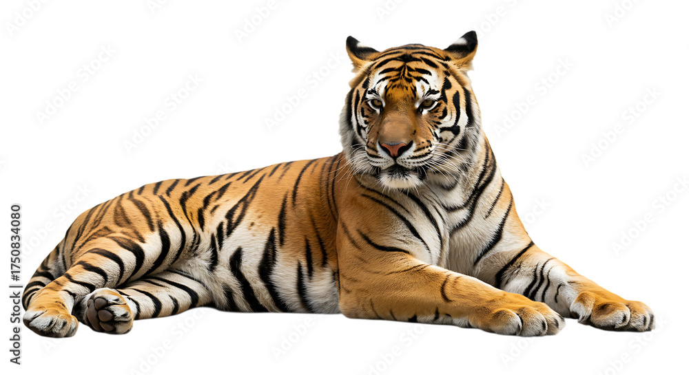 Obraz premium Majestic Tiger Resting Peacefully in its Natural Habitat, A Symbol of Strength and Beauty