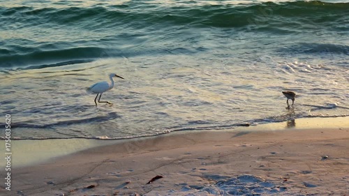 Sarasota, Florida USA - Sep 15, 2025: the sarasota beach sun set landscape and bird	
