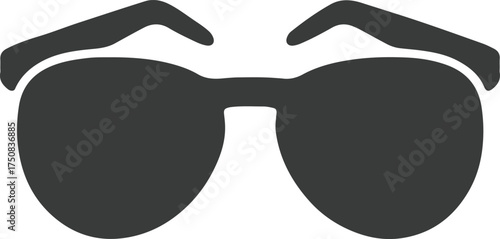 Dark Gray Silhouette of Aviator Sunglasses on White Background eyewear accessory