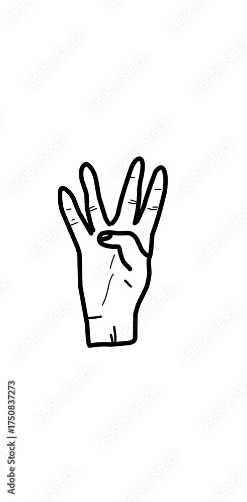 Obraz premium hand sign 4 number icon