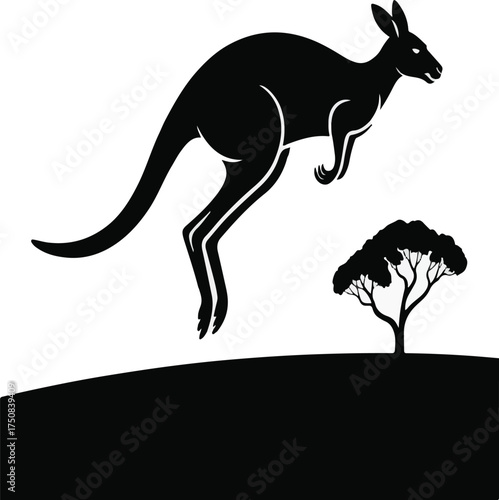 Dynamic illustration of a colorful kangaroo standing upright, representing Australian nature and wildlife