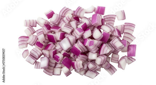 Diced red onion pieces piled high against a black backdrop ready for cooking and adding flavor to your favorite recipes and culinary creations