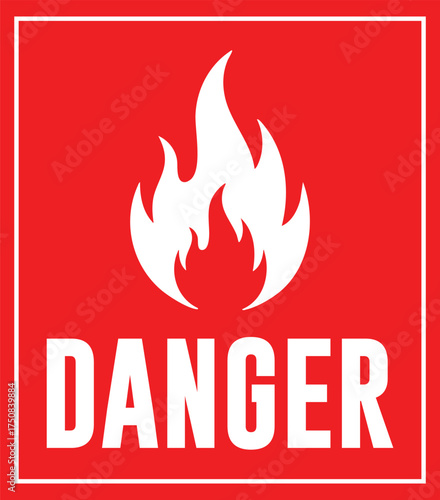 Danger sign with flame warning icon for flammable materials vector illustration isolated o