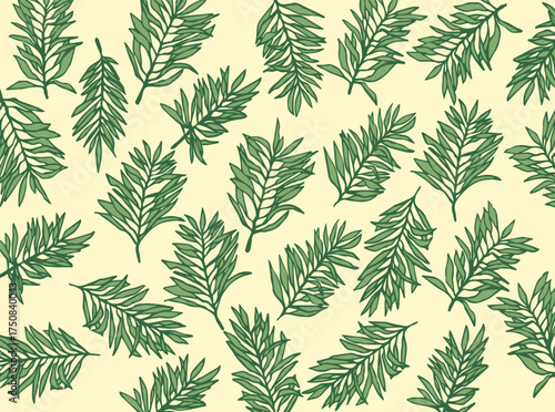 Exotic Foliage & Nature Leaf Seamless Pattern - Hand-Drawn Botanical Illustration