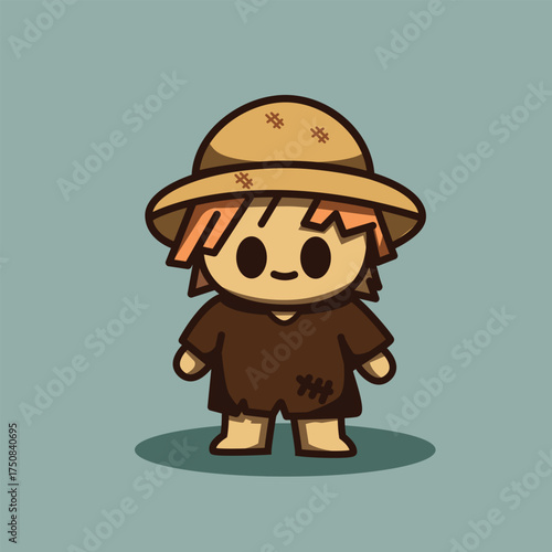 Cute Chibi Scarecrow Character Illustration
