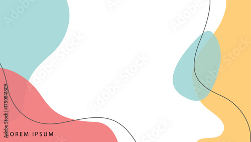 Aesthetic background featuring abstract minimalist elements with organic shapes and delicate lines in soft pastel colors, including pale pink, baby blue, and mint green, blended together	
