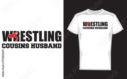 Wrestling family silhouette design celebrating cousins husbands and fans with a bold graphic style