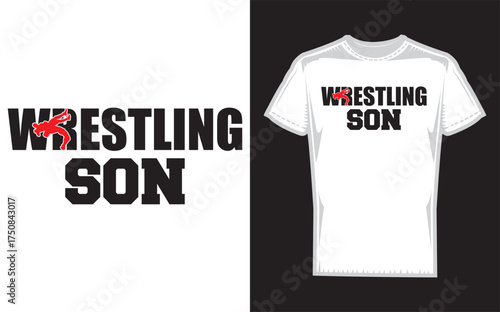 Dynamic silhouette of a father and son engaged in a wrestling match celebrating family bonding and the sport of wrestling perfect for fan apparel and gifts