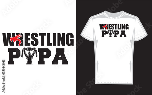 Wrestling papa and family fan celebration silhouette