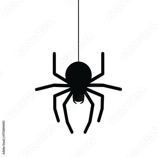 Hanging Spider Silhouette Vector Graphic