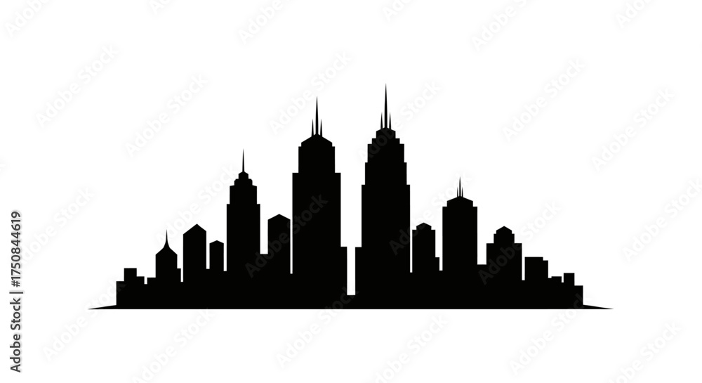 Naklejka premium Iconic Cityscape Silhouette Representing Urban Development and Architectural Marvels