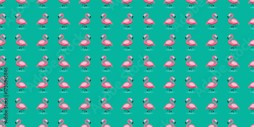 Pink Flamingo Bird Seamless Pattern Aquatic Animal Design Tropical Background for Textile Print Summer