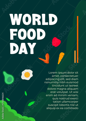 world food day. Poster design with organic food illustration for life health