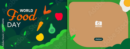 world food day. Banner design with organic food illustration for life health