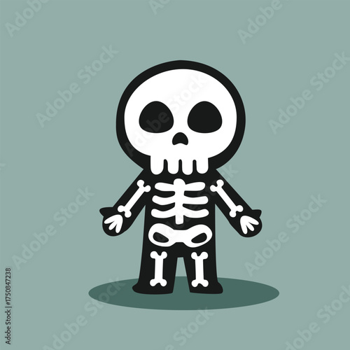 Cute Chibi Skeleton Character Illustration
