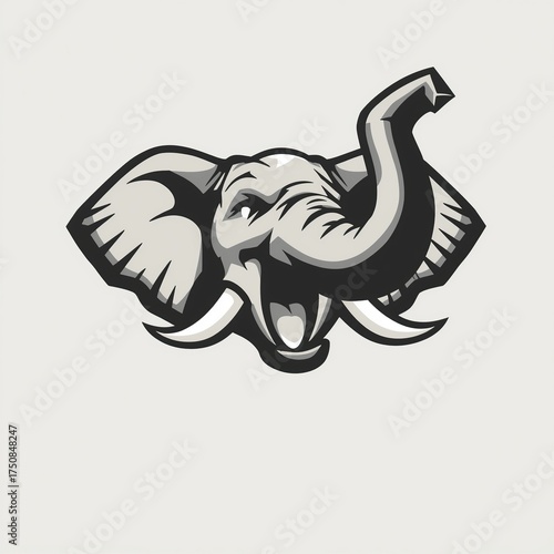 Dynamic elephant mascot logo with bold lines for sports team or powerful brand identity conveying strength and dominance in a modern, eye-catching design