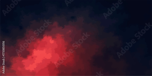 Abstract swirling crimson red and dark blue smoke or gas clouds creating a dramatic and mysterious ethereal background effect