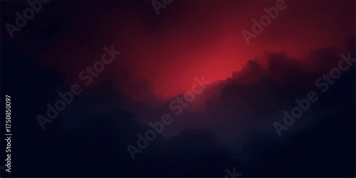Abstract vibrant red nebula glowing brightly against a dark deep space background with scattered cosmic dust