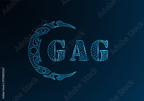 Low poly letter logo GAG design. GAG letter logo low poly vector design on blue color gradient background. GAG logo low poly design