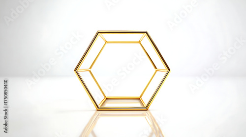 Hexagon shape in gold on white background