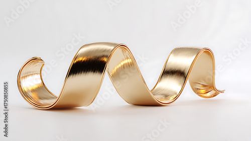 Ribbon curved gold isolated background