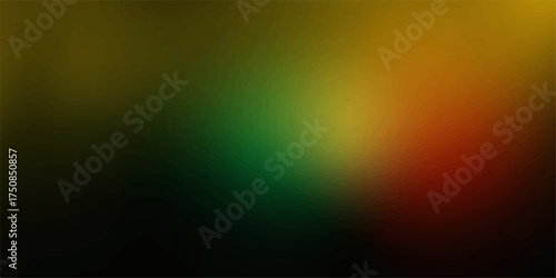 Abstract mosaic of vibrant green and warm orange red hues creating a dynamic gradient effect with a dark background