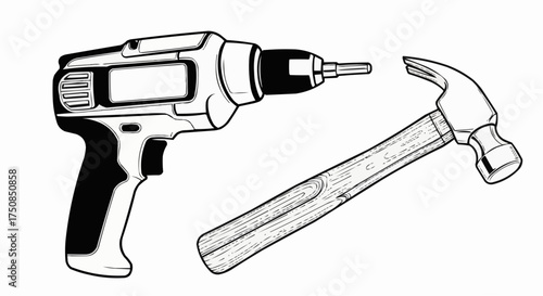 vector illustration of a hand drill