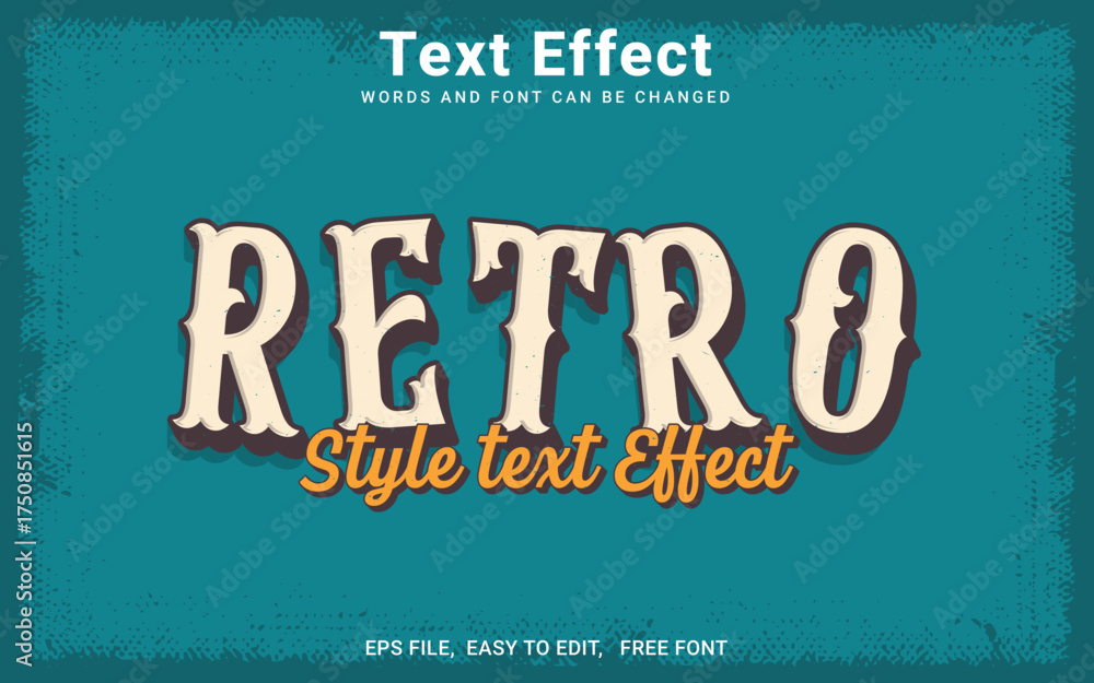 Naklejka premium Editable vintage retro text effect, Retro style text effect in Illustrator