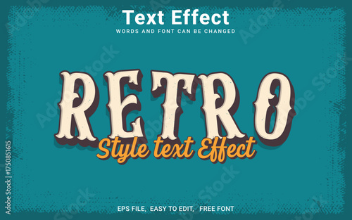 Editable vintage retro text effect, Retro style text effect in Illustrator