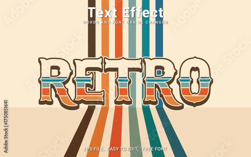 Editable vintage retro text effect, Retro text effect in Illustrator