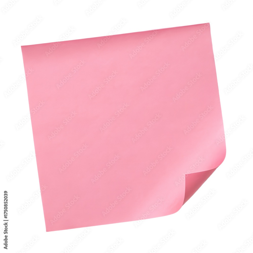Fototapeta premium Pink sticky note isolated on transparent background