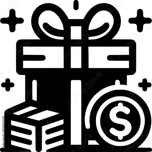Gift of Fortune: An enticing graphic illustrates the concept of receiving financial rewards, featuring a beautifully wrapped gift box paired with a sparkling coin, symbolizing wealth and prosperity.