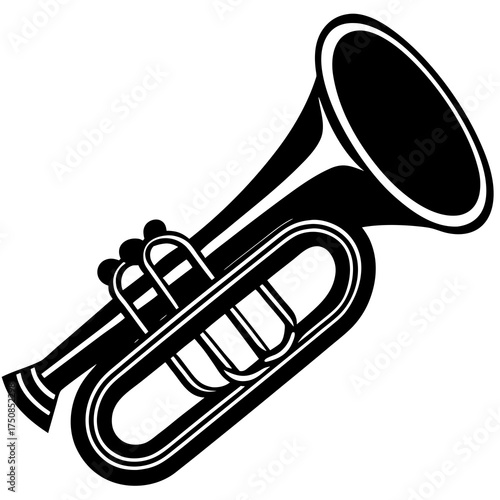 Angled Euphonium Silhouettes Slight Angle Three-Dimensional Feel Brass Instrument Icon