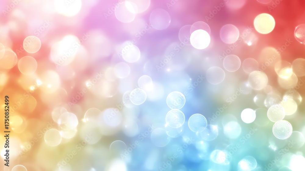 Obraz premium Abstract background featuring blurred light spots in a spectrum of pastel colors creating a bokeh effect