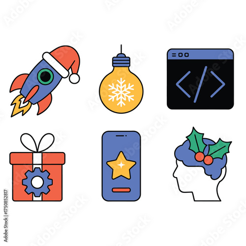 Christmas themed technology and innovation elements