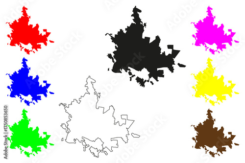 San Juan del Rio city (United Mexican States, Mexico, Queretaro State) map vector illustration, scribble sketch San Juan del Río map