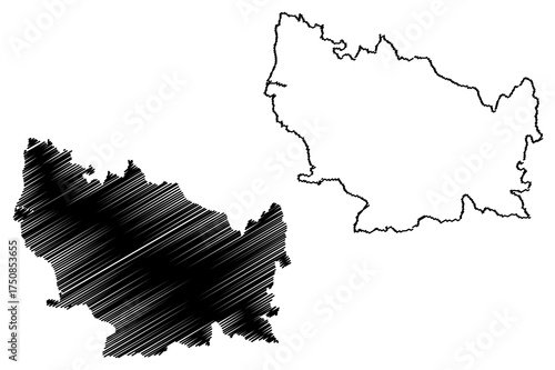Nuble Region (Republic of Chile, Administrative divisions of Chile) map vector illustration, scribble sketch Nuble map