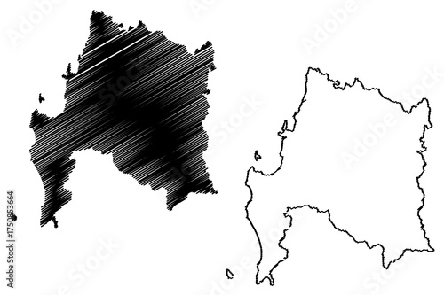 Biobio Region (Republic of Chile, Administrative divisions of Chile) map vector illustration, scribble sketch Biobio map