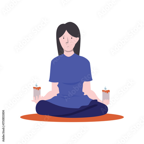 Candle Meditation Vector Illustration Which can easily edit or modify