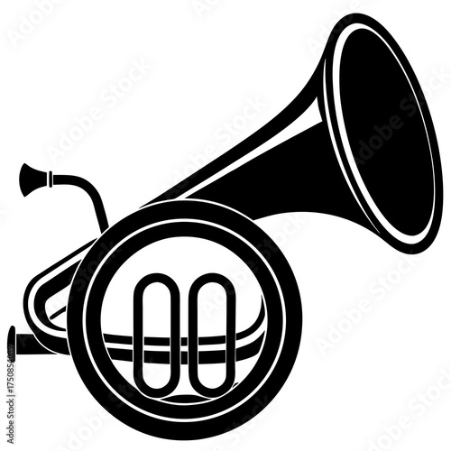 Euphonium Mouthpiece Silhouettes Bell Isolated Brass Instrument Music Icon