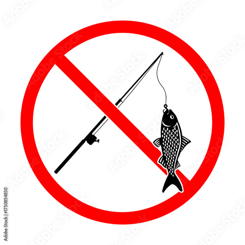 sign prohibiting fishing without background.