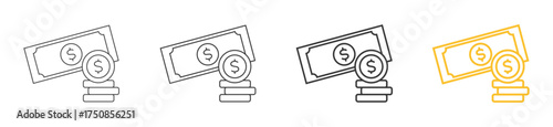 Money  icon set collection style outline. Contain finance, payment, income, revenue, salary, profit, cash, dollar